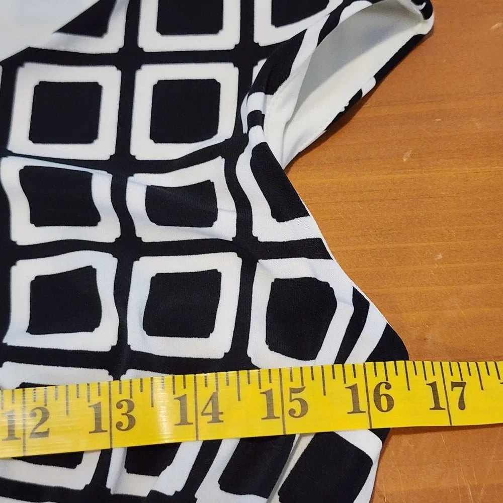 Lauren Ralph Lauren Twist Front Dress Womens 6 Black White Geometric Office Work